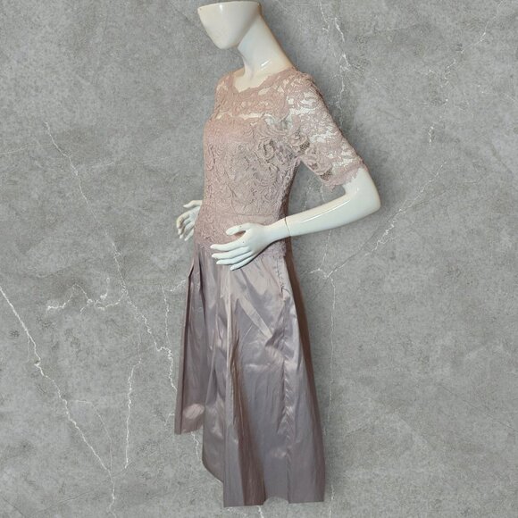 Blush ADRIANNA PAPELL Tea Length Mother of the Bride Formal sz 12 - Picture 1 of 9